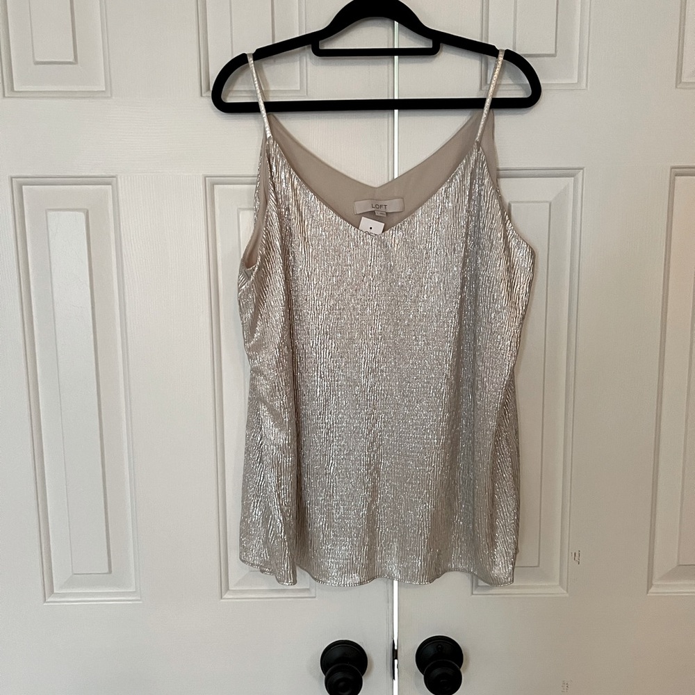 Loft Champagne Sparkly/Shimmery Sleeveless Top -  NWT